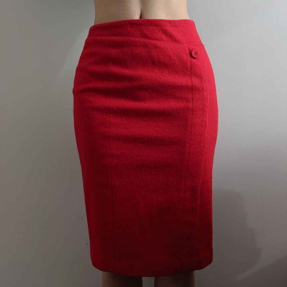 Classic red Jigsaw wool pencil skirt size S